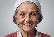 © jarntag - Portrait view of a regular happy smiling Lebanon old woman, ultra realistic, candid, social media, avatar image, plain solid background