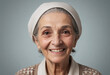 © jarntag - Portrait view of a regular happy smiling Lebanon old woman, ultra realistic, candid, social media, avatar image, plain solid background