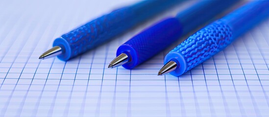 Poster - pantone blue classic blue and phantom blue pen on an opened notebook paper with copy space image