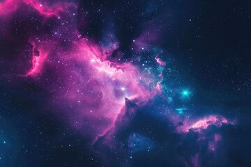 Wall Mural - a distant nebula glowing with vibrant hues of pink, purple, and blue, showcasing the birthplace of s
