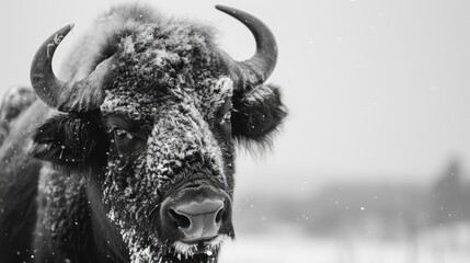 Canvas Print - buffalo in the snow