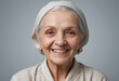 © jarntag - Portrait view of a regular happy smiling Ukraine old woman, ultra realistic, candid, social media, avatar image, plain solid background