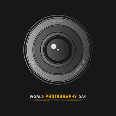 Wall Mural - World photography day, August 19th, typography design with camera