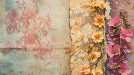 Poster - Flower patterned paper textures with room for text or images