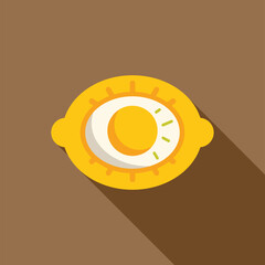 Wall Mural - Lemon slice icon in flat style with long shadow, representing freshness and summer vibes