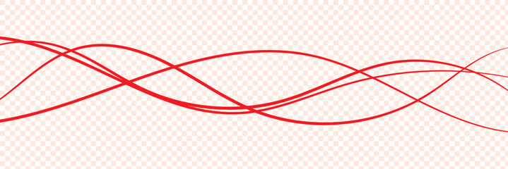 Wall Mural - thin line wavy background. abstract black lines wave curve motion on white background vector. red ab
