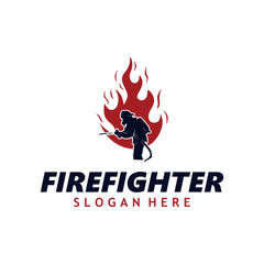 Canvas Print - Firefighter Logo Design Vector Template