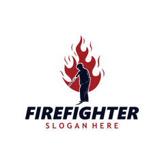 Canvas Print - Firefighter Logo Design Vector Template