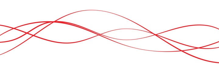 Wall Mural - thin line wavy background. abstract black lines wave curve motion on white background vector. red ab