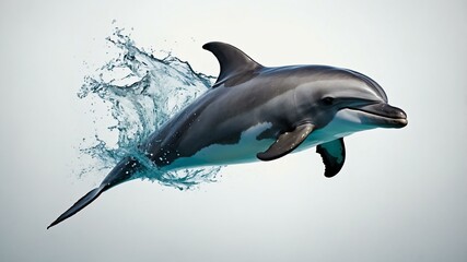 single dolphin animal isolated in pure white backgroun background