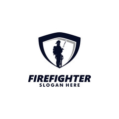 Wall Mural - Firefighter and shield Logo Design