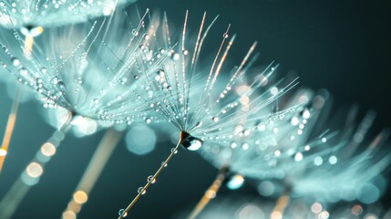 Poster - Dewdrops on Dandelion Seeds.