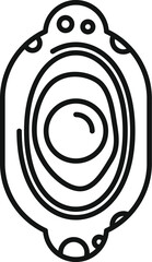 Poster - minimal line art icon of a spaceship window showing a planet with a crater from space