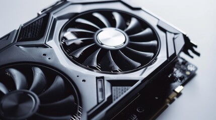 Poster - A black computer fan sits on a white surface
