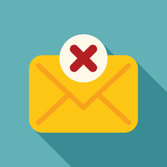 Sticker - Yellow envelope with a red cross mark, symbolizing an error while sending an email