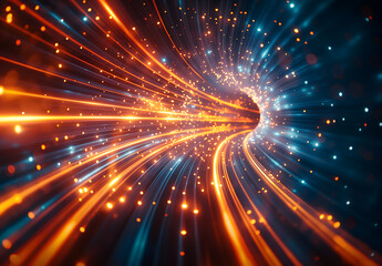 Poster - Dynamic Abstract Light Trails on Dark Background