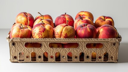 Poster - Peach fruit hand carry packaging box, wallpaper, classical elements, sense of luxury, rich color, bright, artistic brushwork, natural style