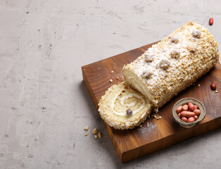 Poster - sponge roll with cream and nuts