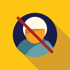 Poster - Abstract graphic representing a user profile picture being crossed out by a red line, symbolizing an account ban or suspension