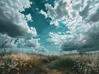 Sticker - Dirt Road in Field Under Cloudy Sky