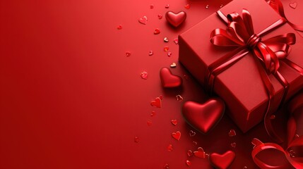 Sticker - Featuring a heart on red background and a present box for a Valentine's day gift.