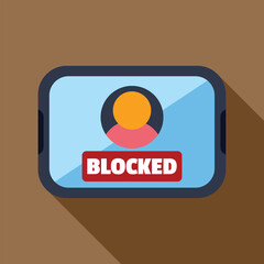 Poster - smartphone showing a user profile with a blocked sign, concept of online security and privacy