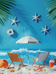 Wall Mural - Beach scene with furniture