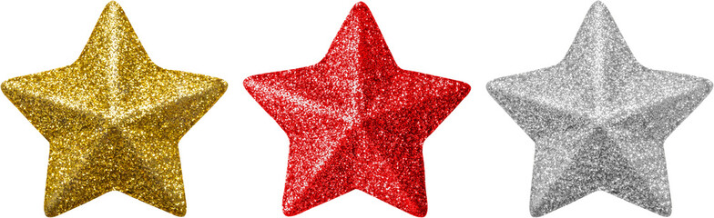Wall Mural - Christmas star ornament bauble set isolated on white background