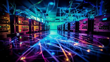 Wall Mural - electronic connection with data transfer, network and communication
