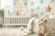 © justjupiter - Cozy baby nursery with crib, plush toy, and star-themed decor. Perfect space for a newborn or toddler with calming, pastel colors.
