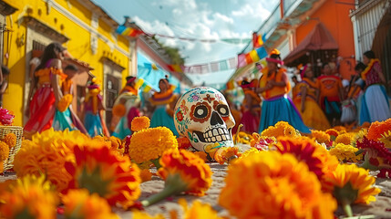 Wall Mural - Wide-angle view of a vibrant Hispanic heritage celebration