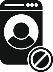 Poster - black and white silhouette icon of a user account being blocked or denied access