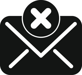 Poster - Simple glyph icon concept for closed envelope with cross sign representing deleting a message