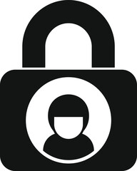 Poster - black and white icon of a padlock symbolizing account security and user data protection