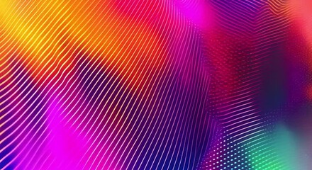 Poster - An iridescent fluid abstract image with bright colors in a smooth, flowing style on a soft gradient background.