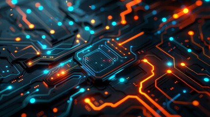 Poster - PPT background with digital futuristic sci-fi metal geometric figures