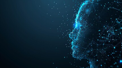 Poster - Human figure created from a network of interconnected lines. Lines form a mesh-like structure that surrounds the entire figure.