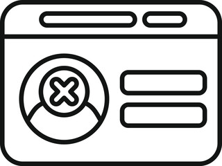 Poster - Simple line icon representing a website account being deleted, possibly due to security breach or user request