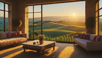 Canvas Print - living room with a view