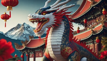 Sticker - chinese dragon statue