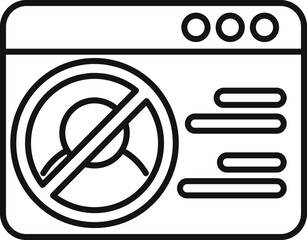 Poster - Line icon of a website with a crossed out user symbol, indicating account suspension or blocked access