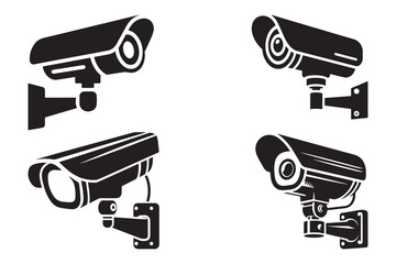 Vector Illustration of CCTV Camera Silhouette