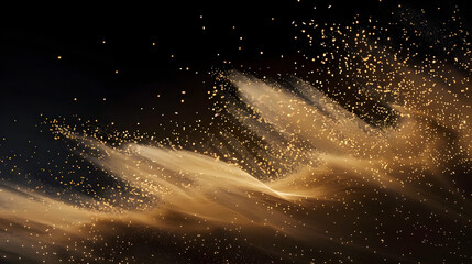 Canvas Print - sand particles explosion on black background