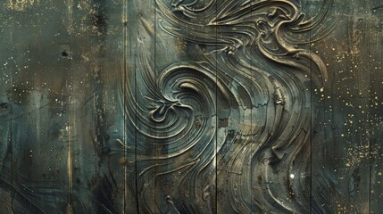 Wall Mural - Mesmerizing wallpaper with iridescent patterns and weathered wood textures for a rustic backdrop