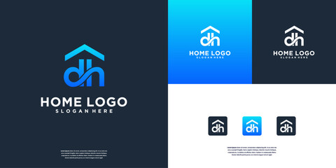 Infinity letter D and h with home property logo design inspiration