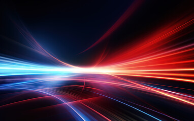 Poster - Vibrant abstract blue and red waveform with fluid motion and colorful gradients.