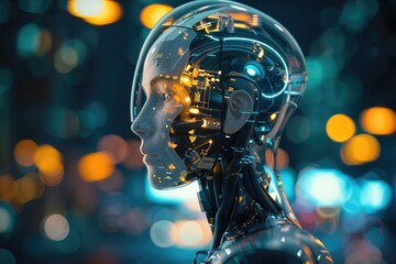Poster - A depiction of a cutting-edge android with advanced AI capabilities, symbolizing the future of artificial intelligence, AI generated