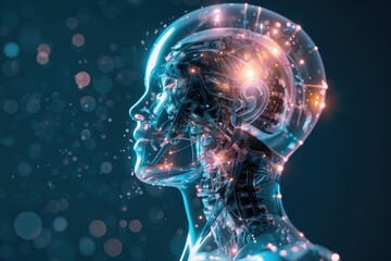 Poster - A depiction of a cutting-edge android with advanced AI capabilities, symbolizing the future of artificial intelligence, AI generated