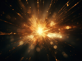 Poster - Star flare with yellow rays and beams on dark background