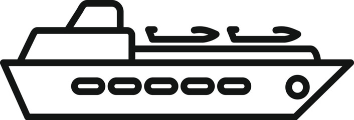 Poster - big motor yacht sailing on water surface icon. outline big motor yacht sailing on water surface icon